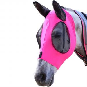 Hjlian (Rose) Masque De Cheval Respirant Taille Unique Pour Eviter Les Moustiques Et Les Mouches, Masque De Cheval, Masque De Vol Equestre (Emballage 20*15*3cm80g) Sac A Fermeture Eclair En Opp - Neuf