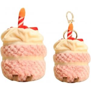 lbgwp60-Gâteau Peluche Rose Et Porte-Clés Set, Peluche Gâteau Doux, Porte-Clés Doux Pâtisseries Mignon, Cadeaux Pour Enfants Garçons Filles Noël Anniversaire (Rose) - Neuf