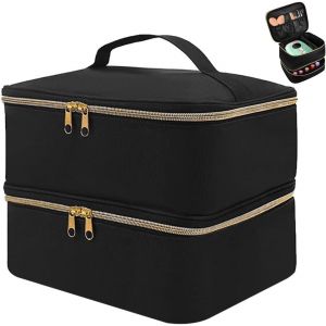 MAA-Trousse de Maquillage Organisateur de Vernis à Ongles Sac de Rangement pour Vernis à Ongles Etui à Vernis à Ongles Rangement Onglerie Malette Manucure Double Couche pour Fournitures d'Ongles - Neuf