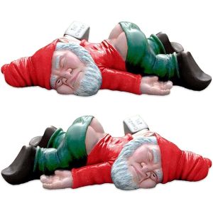 BHHBB-Lot de 2 statues de jardin nain humoristique et gnome - Décorations d¿extérieur idéales pour tous les jardins ¿ Le plaisir de l¿art de jardin à travers les sculptures et statues - Neuf