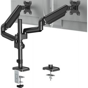 EV6032 Support de moniteur pour 2 écrans de 13 à 32"" avec VESA 75/100, ressort à gaz 2 supports pour moniteurs, pivotant à 360°, 9 kg/bras, hauteur réglable - Neuf