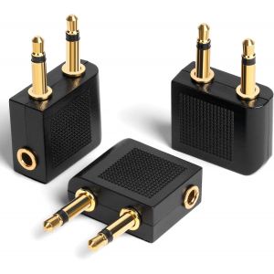Airplane Headphones Adapters Gold Plated,[Pack Of 3] 3.5mm Female Aux Audio Jack Gold Plated Bills Airplane Headset Adapters,Use Your Adapter With Your In-Flight Multimedia System.[G66] - Neuf