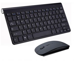 Silencieuse Clavier Souris sans Fil Ensemble Clavier Compact Chiclet QWERT 2.4Ghz avec R&eacute;cepteur USB Nouvelles Touches minces Noir - Neuf
