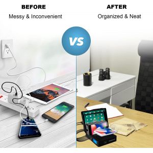 Station De Charge Rapide Pd20W Qc3.0 Multi-Ports Usb, Station De Charge Qi Sans Fil 9 En 1 Pour Plusieurs Appareils Avec &Eacute;cran Lcd Compatible Avec Iphone, Ipad, Samsung, Huawei Et Plus Encore - Neuf