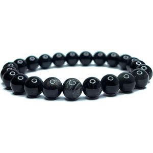 Eryi-Bracelet En Obsidienne Oeil Céleste Pierres Naturelles Perles De 8mm Pierres Fines Et Précieuses Bracelet Unisexe Bijoux Minéraux Cadeau De Protection Anniversaire Pour Femme Et Homme - Neuf