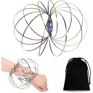 RVKAL-Anneaux De Flux,Magic Flow Ring,Jouets D¿Anneaux D'Écoulement 3D,Anneau D'Écoulement De Bras À Ressorts,3D Arc-En-Ciel Printemps Métal,Anneau Cinétique 3D Slinky,Anneau Anti Stress Magic Flow - Neuf