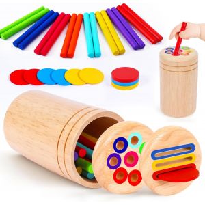 ChenQuanSarl-Jouet Enfant 1 2 Ans, 2 En 1 Jouets En Bois Enfants Couleur Jeu De Tri Jeux Montessori 1 Ans Jouet Fille Garcon Bebe 1 2 Ans Cadeau Fille Garcon Bébé 2 1 Ans Jeux Enfant 1-2 Ans - Neuf