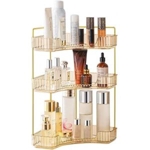 Organisateur Maquillage, Rangement Maquillage, Organisateur De Cosmétiques, Présentoir Cosmétique, Organisateur De Parfum Pour Salle De Bain (3 Couches, Ambre)[App8811349] - Neuf