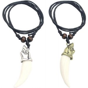 Kal-De Requin 2 Pi&egrave;ces Dents De Requin Pendentif Charme Punk Style Cou Cha&icirc;ne Cool Plage &Eacute;t&eacute; Bijoux Cadeaux Pour Hommes Femmes - Neuf