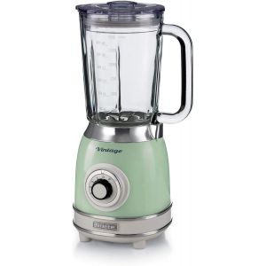 NouvelHorizonstore-Mixeur en Verre Vintage 583, Blender Multifonctionnel avec 4 Lames, 4 Vitesses + Impulsion, Fonction Broyeur de Glace, Capacit&eacute; de 1,5 Litre, 1000W, Vert - Neuf