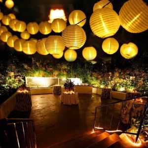 Kalanka-Guirlande Solaire Ext&eacute;rieure ,5.5m 20 Led Lampion Exterieur,Avec 8 Modes & Ip65 Imperm&eacute;able Lampe Decorative,Guirlande Solaire Id&eacute;al Pour Jardin, Terrasse, Balcon, Mariage (Blanc Chaud) - Neuf