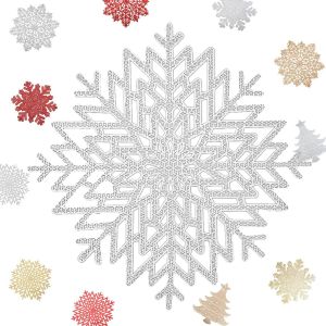Eryi-2 Pièces Set De Table Flocon Neige,Napperon De Table Évidé Argent Pvc,Antidérapant|Résiste Chaleur|Lavable Pad De Noël Table Décoration Pour Cuisine Restaurant Table À Manger(B) - Neuf
