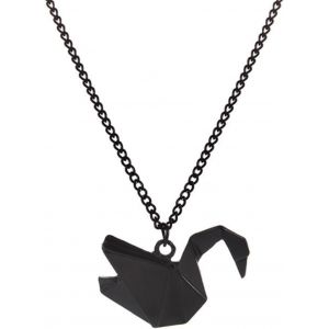 Kal-Collier Avec Pendentif En Forme De Grue En Origami - 3d - Noir - Pour Femme Et Adolescent - Neuf