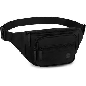 KALANKA-Sac Banane pour Femme et Homme, Sac Banane Stylé avec 4 Poches Zippées, Etanche, Ceinture Réglable, pour Le Cyclisme, la Course, Les Voyages, et l'extérieur (Noir) - Neuf