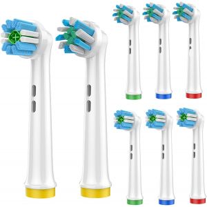 Brossettes Rechange Pour Compatible Oralb - Têtes De Nettoyage Multi-Angles Avec Fonction Polissage Dentaire - Compatibles Avec Les Modèles Courants (Lot De 8 Pièces) - Neuf