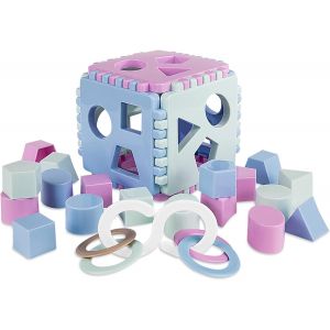 Jgd-Cube De Tri De Formes Pour Enfants Et B&eacute;b&eacute;s Compos&eacute; De 18 Formes | Jouet &Eacute;ducatif Fabriqu&eacute; En Europe Pour Les 1-3 Ans - Violet, Bleu Et Vert - Neuf