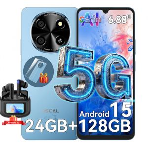 Oscal TIGER 8 Smartphone Portable D&eacute;bloqu&eacute; 5G 6,88 pouces 24Go+128Go/SD 2To 5000mAh Android 15 NFC Dual SIM GPS Bleu avec Airbuds12 - Neuf