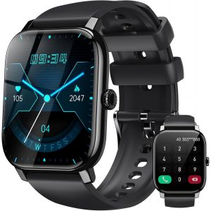 Kal-Montre-Connectée-Homme-Bluetooth-Téléphone -Écran Tactile De 1,85"",Plusieurs Modes De Sport,Smartwatch Avec Podometre,Moniteur De Sommeil,Pour Android Ios,Cadeau Saint Valentin Pour Homme - Neuf