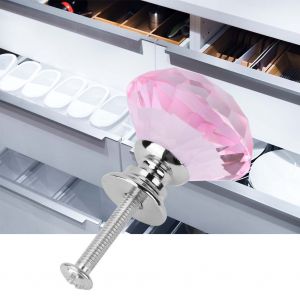 1 poignee de porte en cristal de 30 mm en forme de diamant pour armoire, tiroir, placard (rose) - Neuf