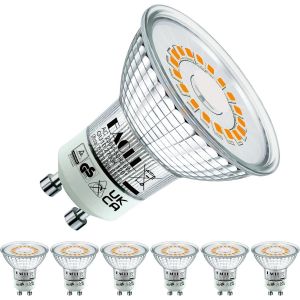 Ampoules Led Gu10 Blanc Chaud,6w Équivalent Lampe Halogène 80w,Lot De 6,610 Lumens 2700k Non Dimmable,Éclairag Sans Scintillement,Large Faisceau 120° Spot,Ac 230v Lampe À Réflecteur - Neuf