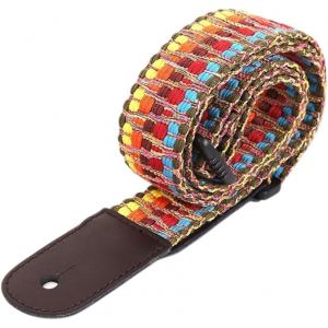 Ukulélé Bracelet Bohème De Style Tricot De Coton Ceinture, Réglable De Coton De Guitare, Un Bracelet De Cuir Fin - Style Rétro - Pour Ukulele Et Petite Guitare (Arc-En-Ciel) - Neuf