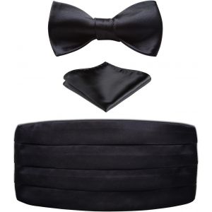 Mens Solid Color Tuxedo Belts & Bow Tie & Pocket Handkerchief Paisley Set.[B1566] - Neuf
