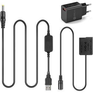 MEVRONISSHOP-5V USB Kit Adaptateur + 5V3A Chargeur + DMW DCC8 BLC12 BLC12E Dummy Batterie pour Lumix DMC GX8 FZ1000 FZ300 FZ200 G7 G6 G5 GH2 GH2K GH2S DC-G90 DC-G91 DC-G95 DC-G99 DMC G80 G85 - Neuf