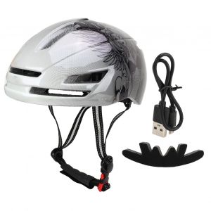 Casque De Velo Intelligent Avec Feux Arriere, Casque D'equitation Reglable Et Ultra Leger Pour Le Cyclisme, L'equitation Et Les Voyages, Blanc - Neuf