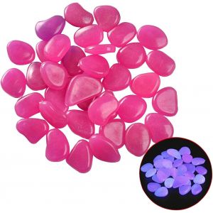 MEVRONISSHOP-50pcs Multicolore Galets Jardin Pierres de Jardin Lumineuses Pierres Décoratives pour Jardin Galets Decoratif Fluorescent Galet Cailloux Jardin Exterieur Pierres Aquarium- Violet Foncé - Neuf