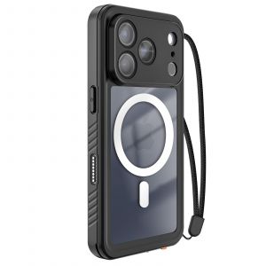 Coque pour iPhone 17 Pro Max &Eacute;tanche IP68 Antichoc 2m avec Dragonne Inclus Redpepper Noir - Neuf