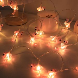 TRAHOO-Guirlande lumineuse d'&eacute;t&eacute; hawa&iuml;enne, 3 m, 20 LED, guirlande lumineuse tropicale, flamant rose, convient pour les f&ecirc;tes hawa&iuml;ennes en int&eacute;rieur et en ext&eacute;rieur, f&ecirc;te d'&eacute;t&eacute;, d&eacute;coration de - Neuf