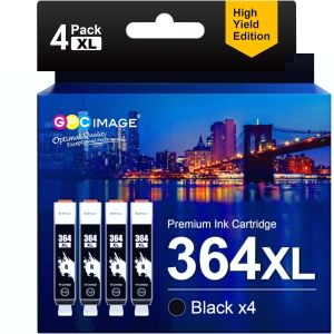 364XL Compatible Cartouches d'encre Remplacement pour HP 364 XL pour Photosmart 5510 5520 5522 5520 6520 B8550 7510 7520 5515 B109a B110a Officejet 4620 Deskjet 3070A (Noir,4-Pack) - Neuf