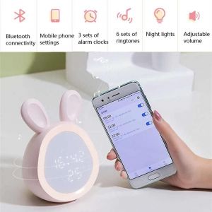 Enfants Mignon Lapin Réveil Lumière,Réveil,Veilleuse,Horloge D'entraînement De Sommeil,Cadeau D'anniversaire - Neuf