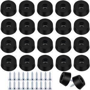 20 x Rubber Feet Screw On Rubber Feet with Screws, Non-Slip Rubber Feet Black for Furniture, Cutting Boards, Cabinets, Tables, Sofas, Chairs - Neuf