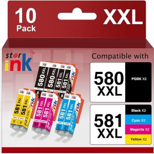 PGI-580 CLI-581 XXL Cartouches d'encre Compatible pour Cartouche Canon 581,580 XXL pour Canon TS6150 TS6350 TS6351 TS6151 TS9550 TS705 TS8150 TR8550 TS9150 TS8151 TR7550,10 Pack - Neuf