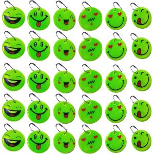 acdsgd-Lot de 30 porte-cl&eacute;s pour enfants, motif smiley, cartable, r&eacute;flecteurs de v&eacute;lo pour enfants, pour r&eacute;flecteurs de s&eacute;curit&eacute; r&eacute;fl&eacute;chissants, sac d'&eacute;cole, sac &agrave; dos - Neuf