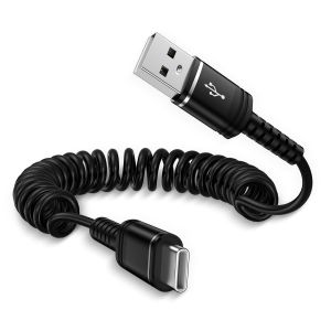 JGD-Cable USB C en spirale, court [0,3m-1m] C&acirc;ble de donn&eacute;es de type C en spirale pour t&eacute;l&eacute;phone portable, chargeur rapide pour Samsung Galaxy S25 S24+ S23 S22 S21 S20 A16, iPhone 16 15 Pro Max, Goog - Neuf