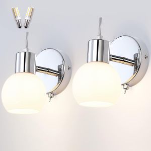 Subzonal-2 Pcs Applique Murale En Acrylique Applique Art Deco Luminaire Salle De Bain E14 Edison Applique Moderne Globe En Acrylique Lampe Pour Caf&eacute; Bar Couloir Salle &Agrave; Manger (Ampoules 5w Incluses) - Neuf