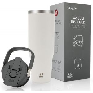 Eryi-Gourde Isotherme 2.0 - Travel Mug Isotherme 1.2l - Gobelet Avec Paille Poignée, Thermos Café Pour Chaud Ou Glacé En Acier Inoxydable Sans Bpa Pour Voyage Camping - Neuf