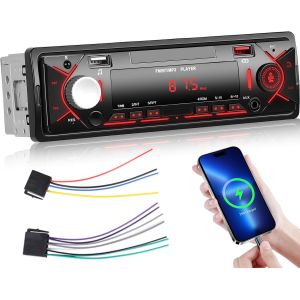 Autoradio 1 Din - Autoradio Bluetooth avec Radio FM AUX/TF/USB Entrée Disque Affichage de l'heure - Neuf