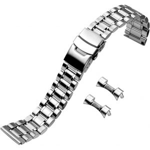 Bracelet En Acier Inoxydable - 22 Mm - Argent Et Or - Pour Homme Et Femme - Coude Droit - Double Boucle Déployante - Boucle Déployante De Sécurité - Argent Et Or - Neuf