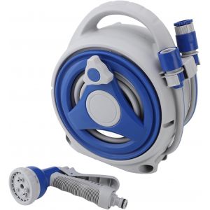 Ulteronixshop-Enrouleur de Tuyau D'arrosage Mural R&eacute;tractable, Enrouleur de Tuyau D'arrosage Manuel R&eacute;sistant au avec Tuyau D'arrosage de 15m et Buse pour L'arrosage de la Maison, Jardin - Neuf