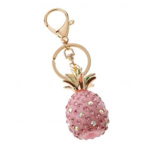 Ananas Fruit Charm Crystal Keychain Purse Bag Pendentif Keyring Cadeau Rose - Neuf