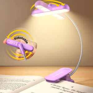 Lampe Pour Lire Dans Le Lit Rotative, 22 Led Double Rangée Minuterie, Réglage Graduel Luminosité Couleur; Lampe De Lecture Rechargeable 1000mah Jusqu'à 100h, Idéale Aux Lecteurs - Neuf
