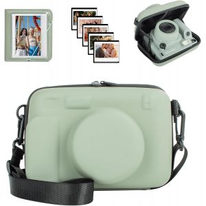 Sac Pour Appareil Photo Compatible Avec Fujifilm Instax Wide 400, Pour Instax Wide 400/210/300, Étui Rigide En Eva Avec Album Photo, Cadres Magnétiques Et Bandoulière - Vert[CLI1013] - Neuf
