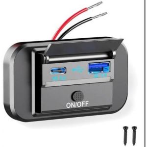 Prise De Chargeur Usb De Voiture Pd Type C Et Qc3.0, Avec Interrupteur &Eacute;tanche Chargeur, Pour 12V/ 24V Voiture Bus Camping Car Bateau - Neuf