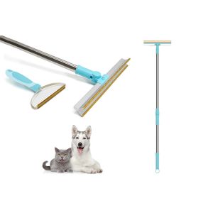 Balai anti-poils d'animaux avec long manche et petite brosse pour chats et chiens - Neuf