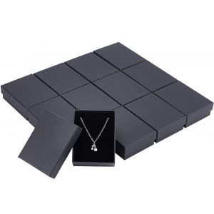 Demode 12 Petits Coffrets Cadeaux En Carton Noir 9 X 7cm Pour Bijoux Collier Boucles D'oreilles Bague - Neuf