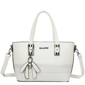 Sac à Main pour Femme avec N?ud et Bandoulière à Effet Python Gallantry Blanc - Neuf
