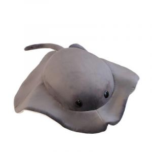 Peluche animal simul&eacute;e en forme de raie manta souriante, s&eacute;rie oc&eacute;an, petite poup&eacute;e-gris - Neuf